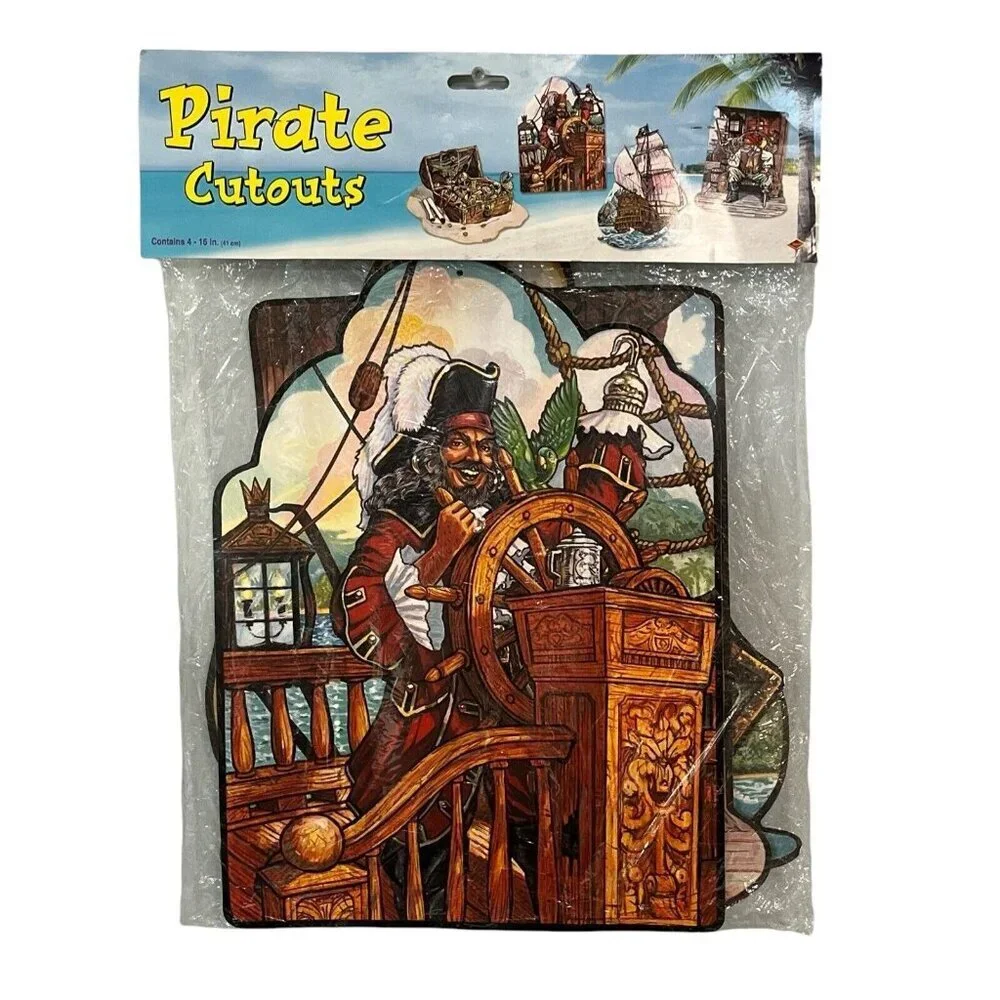 Vintage Pirate Adventures Diecut Cutouts 1996 Beistle 4 Pack Decorations‎ New